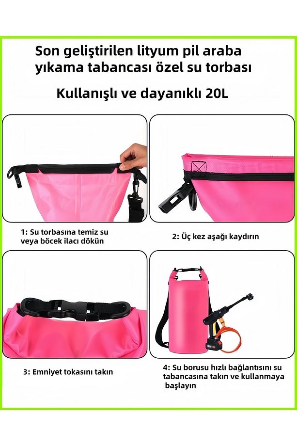 15 Adet Pil Su Torbası Oto Araba Klima Halı Şarj Yüksek Basınçlı Yikama Makinesi Çiçekleri Sula - 6