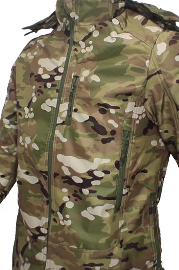 Taktik Çok Cepli Polar Astarlı Suya Dayanıklı Avcı Outdoor Softshell Mont - 3