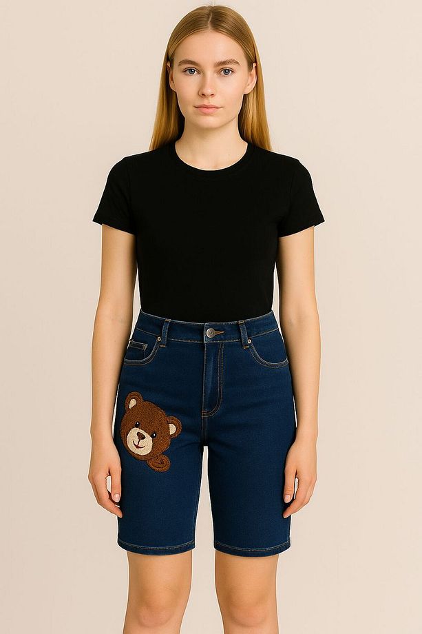 JEANS AYICIK DETAYLI KOT ŞORT - 1