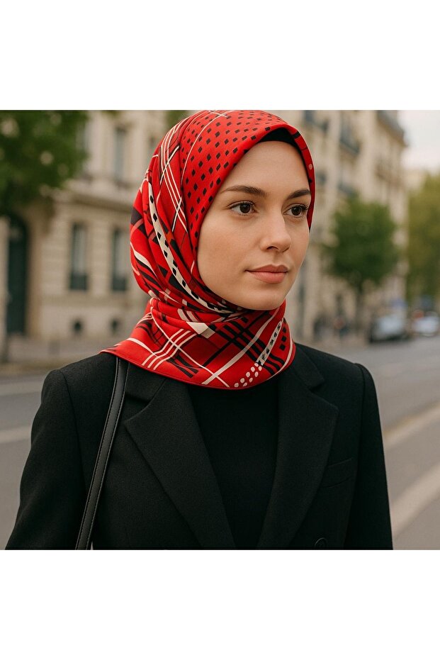 %100 İpek Tivil Eşarp - 1