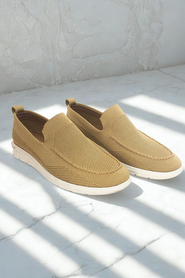Triko Erkek Casual Günlük Ayakkabı – Rahat, Hafif Ve Şık Slip-on Model Kum Rengi - 3