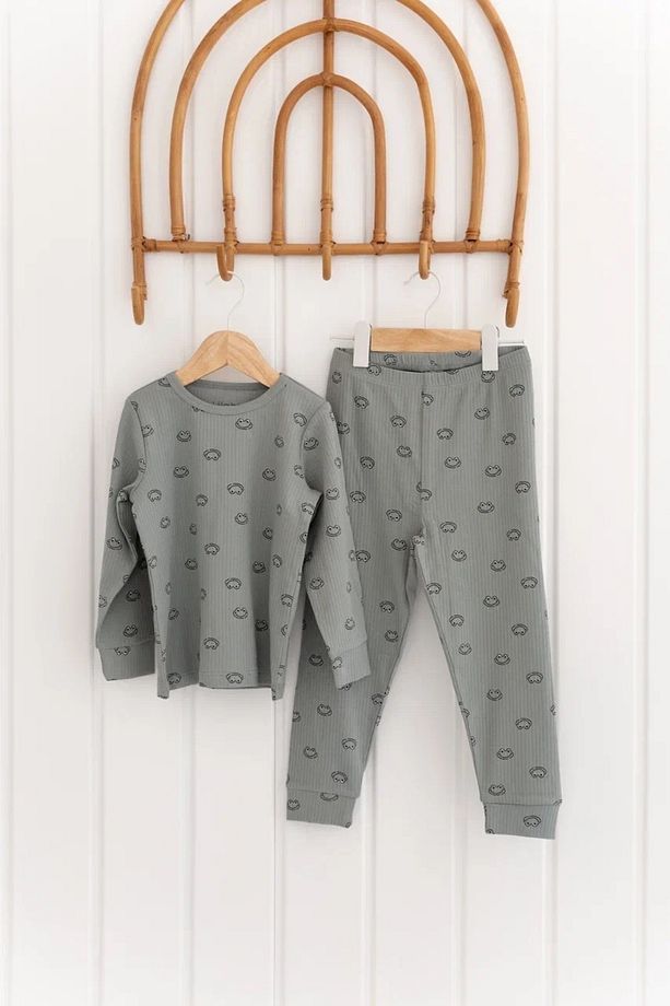 %100 Pamuk Desenli Kız Çocuk Pijama Takımı - 5