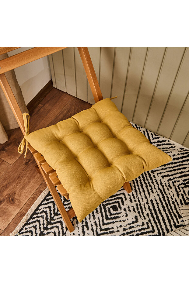 Soft Traum Sandalye Minderi - Hardal - 40x40 cm - 1