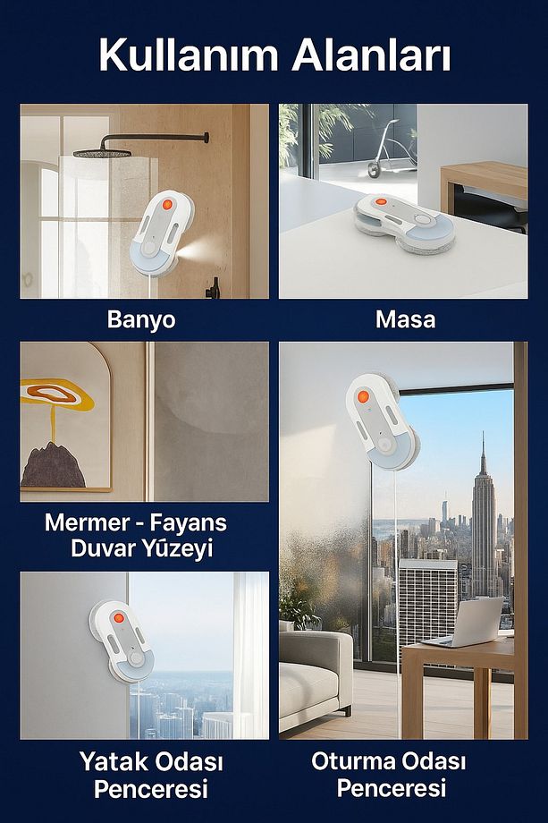 Akıllı Cam Silme Robotu Cam Temizleme Robotu Su Püskürtme Özellikli - 5