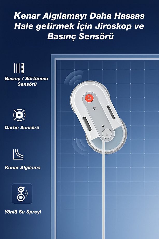 Akıllı Cam Silme Robotu Cam Temizleme Robotu Su Püskürtme Özellikli - 2