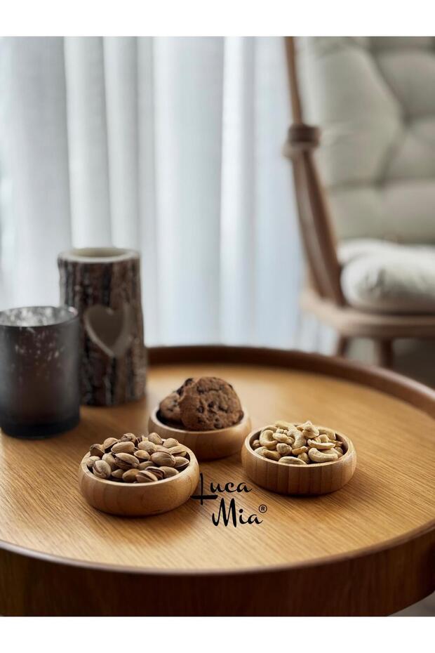 وعاء بسكويت دائري من الخيزران 3 قطع 9.5 سم