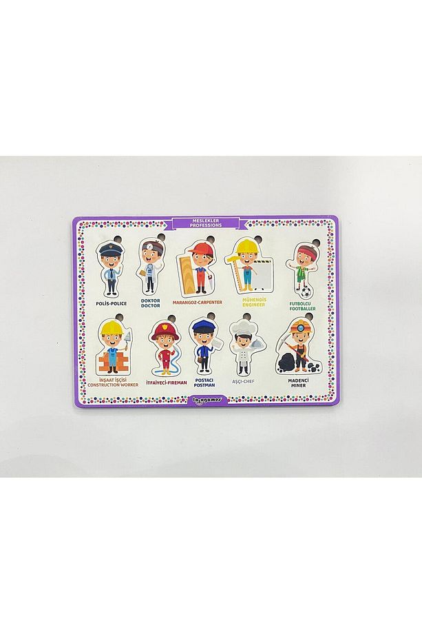 Ahşap Meslekler Eğitici Bul-Tak Oyunu Puzzle - Yapboz - 2