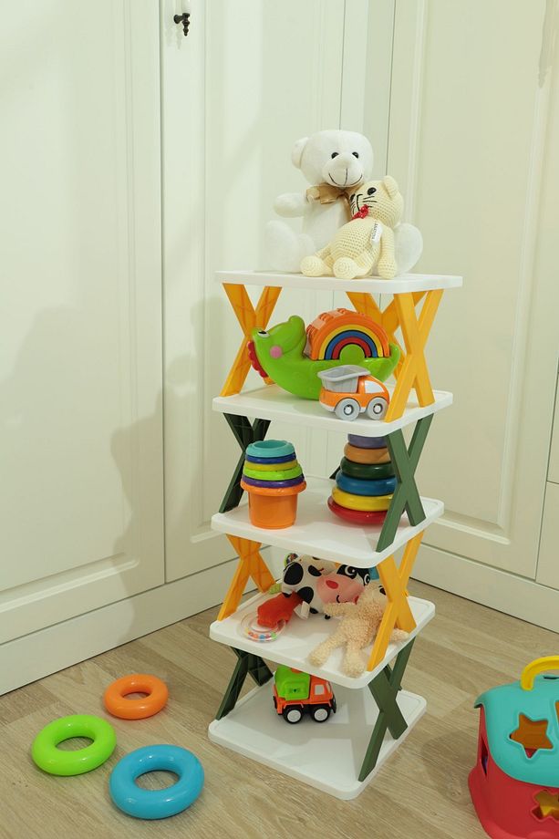 X Raf Organizer Ayakkabılık Banyo Rafı Mutfak Rafı Oyuncak Rafı Pratik Düzenleyici Yeşil Sar - 1