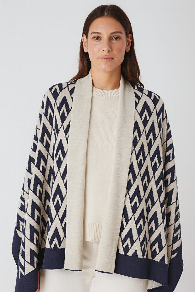 V Desenli Triko Şal - 1