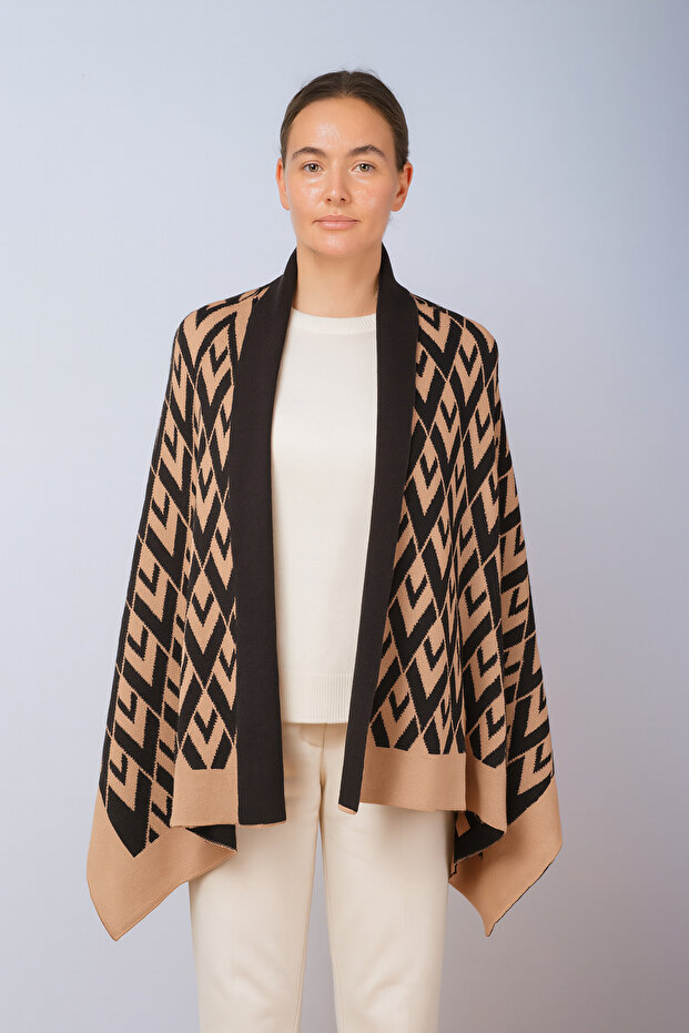 V Desenli Triko Şal - 1