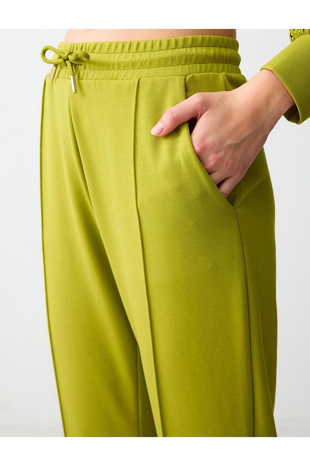Limoni Yüksek Bel Lastikli Paça Modal Örme Pantolon - 5