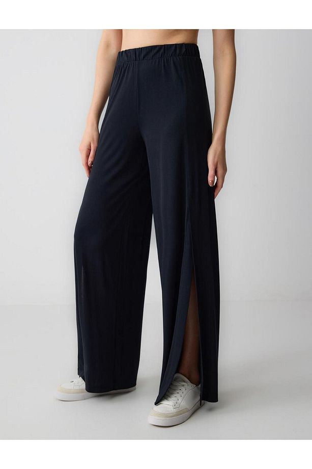 Siyah Loose  Örme Pantolon - 4