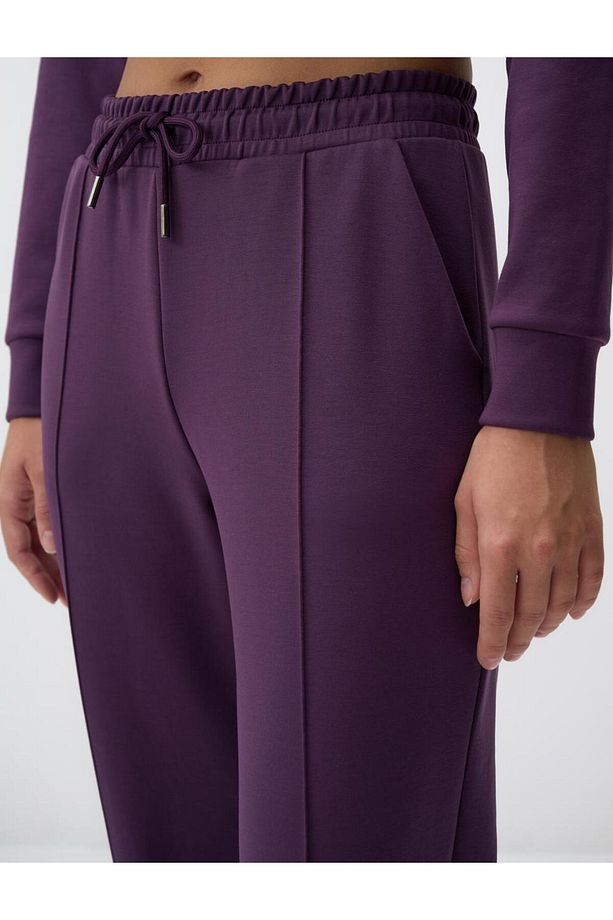Mor Yüksek Bel Dar Paça Cepli Jogger Pantolon - 5
