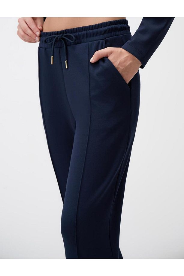 Lacivert Yüksek Bel Dar Paça Cepli Jogger Pantolon - 5