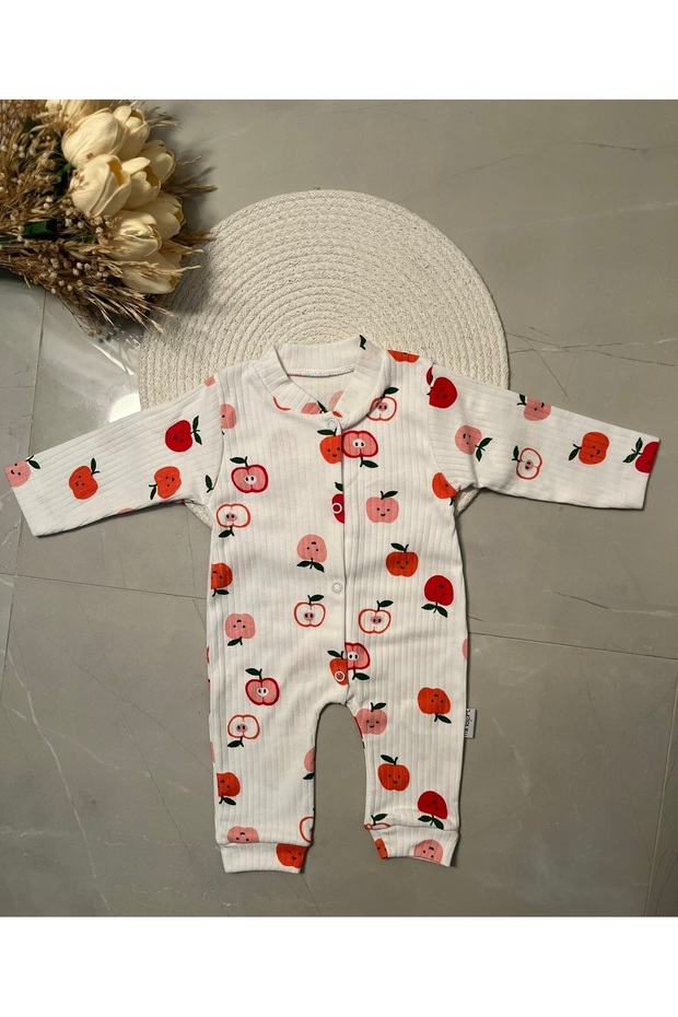 Elma Baskılı Manşetli Tulum - 1