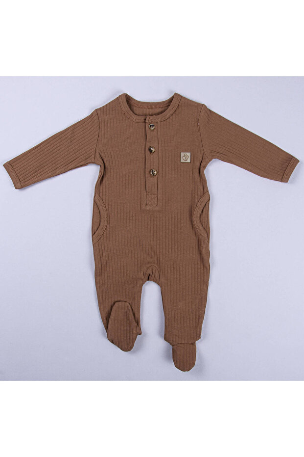 جمبسوت بأزرار أمامية بجيوب حياكة مضلعة مع أحذية طويلة - 3