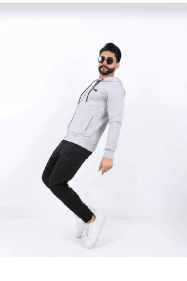 Erkek Dalgıç Kumaş Dijital Baskı Şardonlu Fermuarlı Kapişonlu Eşofman Takımı - 6