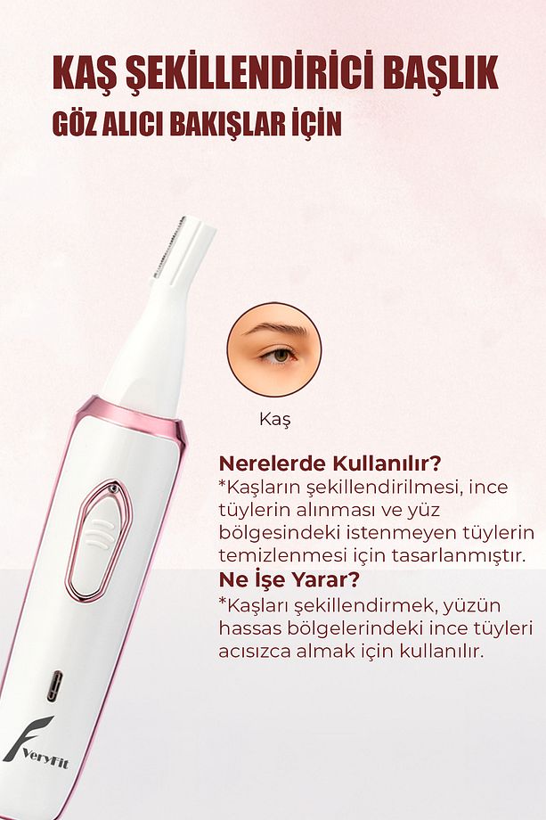 RF-3028  Epilatör 4 in 1 Arada Epilasyon Cihazı - Şarjlı  Tıraş Makinesi Kaş Burun Tüm Vücut Seti - 4