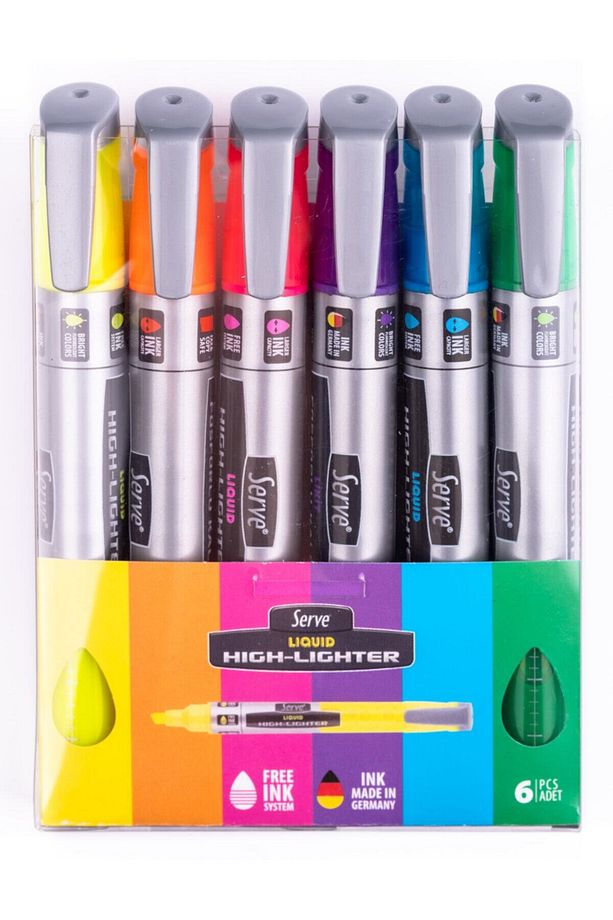 Likit Fosforlu Kalem - Fosforlu Renkler - 6lı Set - 1