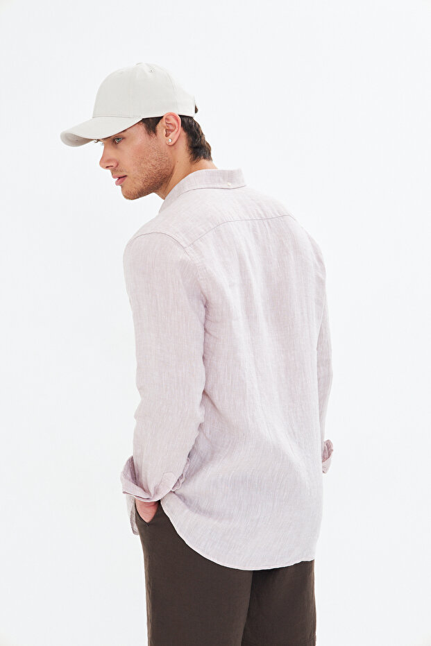 Bej Keten Gömlek - 5