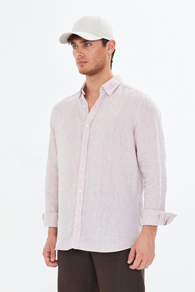 Bej Keten Gömlek - 4