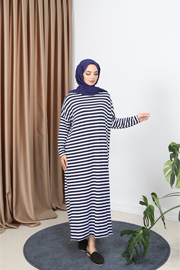 Dress with Striped Side Slit Detail
