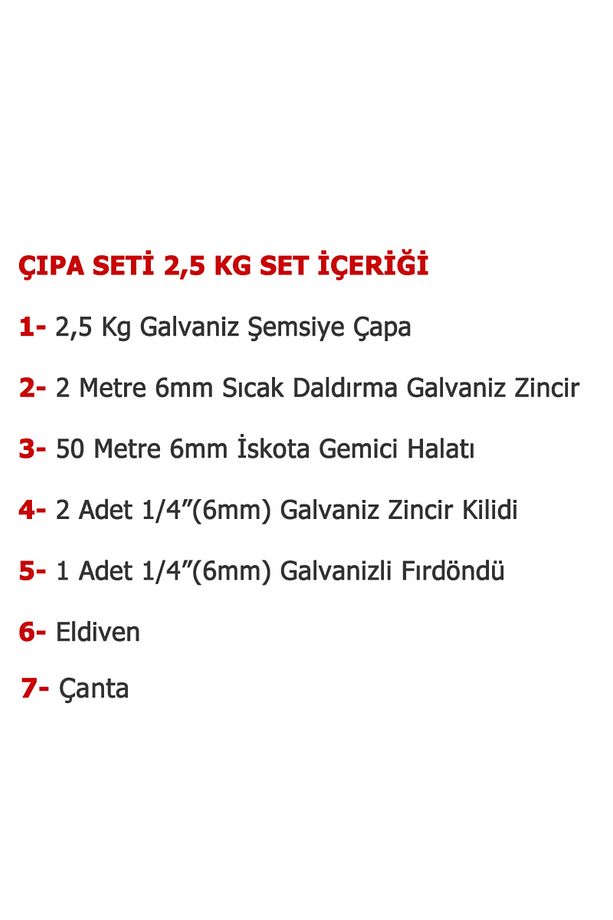 Çantalı Tekne ve Şişme Bot İçin Hazır Çapa Seti 2.5 KG - 3