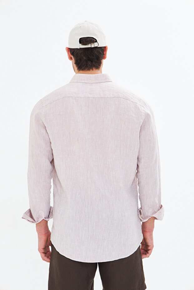 Bej Keten Gömlek - 6