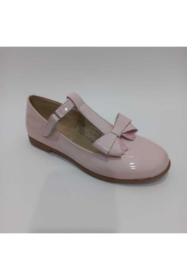 GIRL'S DOUBLE BOW-TIE POLE ORTHOPEDIC PINK Patent Leather Ballerina SHOES