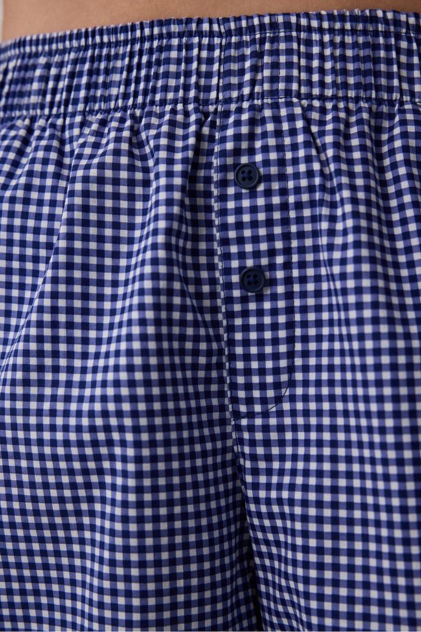 Blue Gingham Şort Lacivert Pijama Altı - 3
