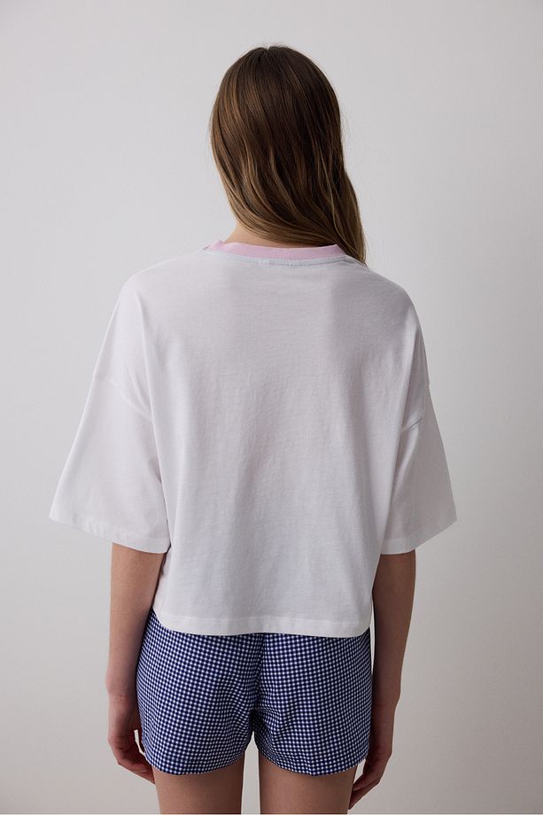 Blue Gingham Şort Lacivert Pijama Altı - 5