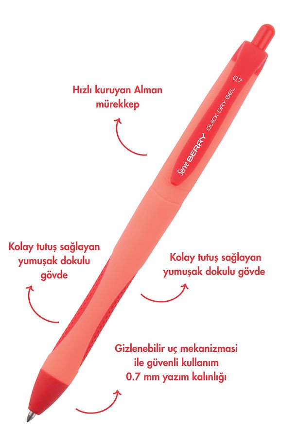 Berry Jel Kalem 07mm Kırmızı - 2