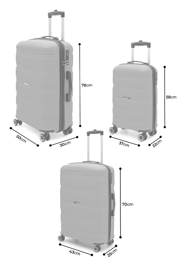 Artemis Üçlü Polipropilen(PP)&Kırılmaz 3'lü Valiz&Bavul Seti - 6