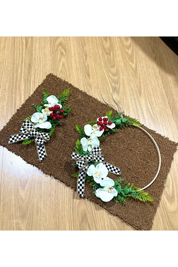 Orkideli Kapı Süsü Paspas Takımı - 1