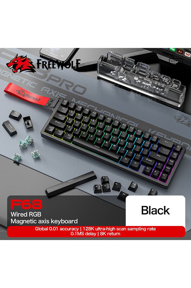 Freewolf F68 He Esports Manyetik Switch Klavye - 0.125ms Ultra Düşük Gecikme, Rgb Aydınlatma - 6