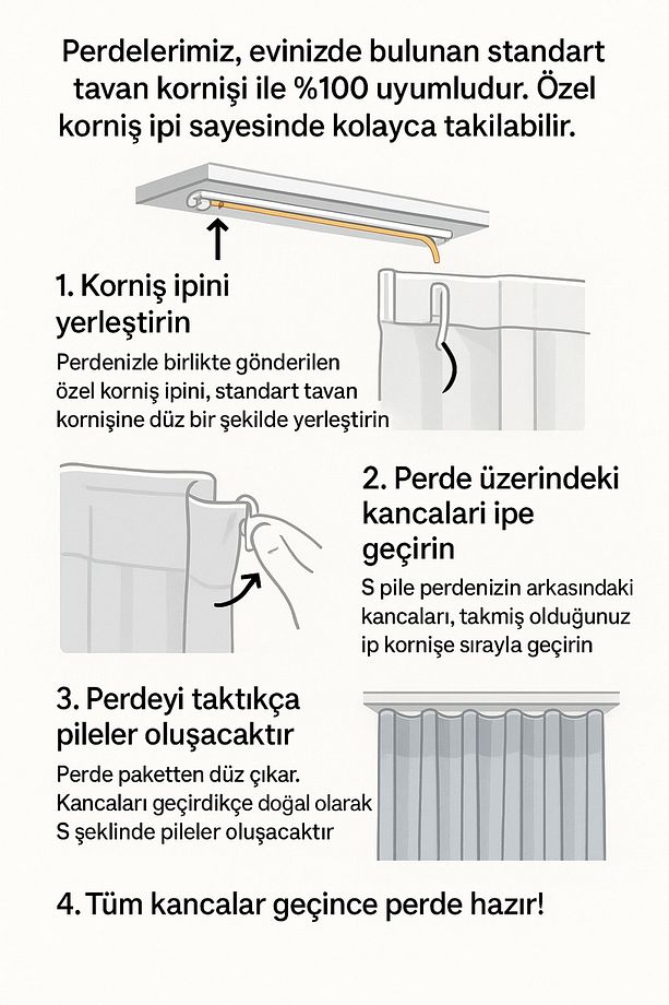 İndigo Keten Fon Perde-S Pile Dikim Keten Karartma Fon Perde-Ağır Gramaj Keten-40 Renk Seçeneği - 4