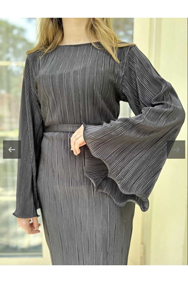 İspanyo kol pliseli elbise - 3