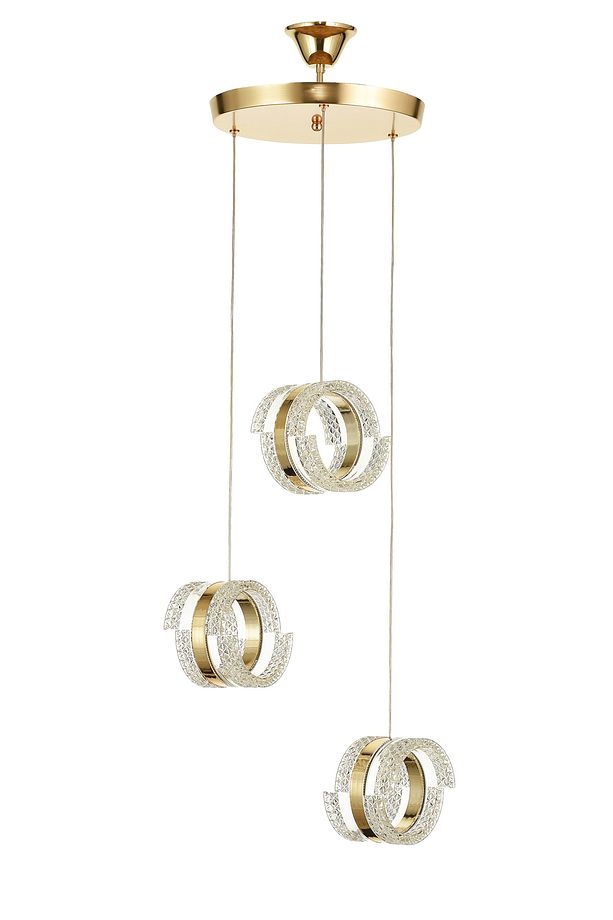 Savona 3 lü Sarkıt Dimmer Kumandalı 3 Renk Ledli (Sarı-Beyaz-Gün Işığı) Modern Akrilik Avize -Gold - 3