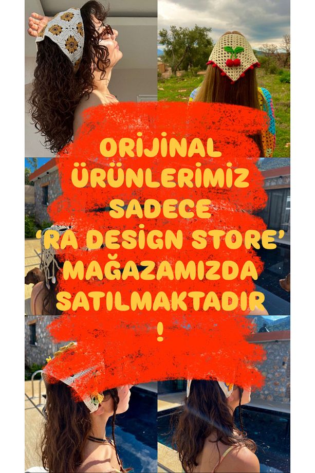 Ayçiçek örgü bandana - 5