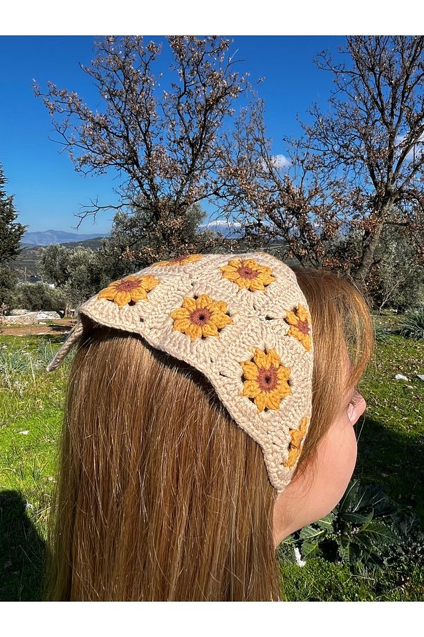 Ayçiçek örgü bandana - 2