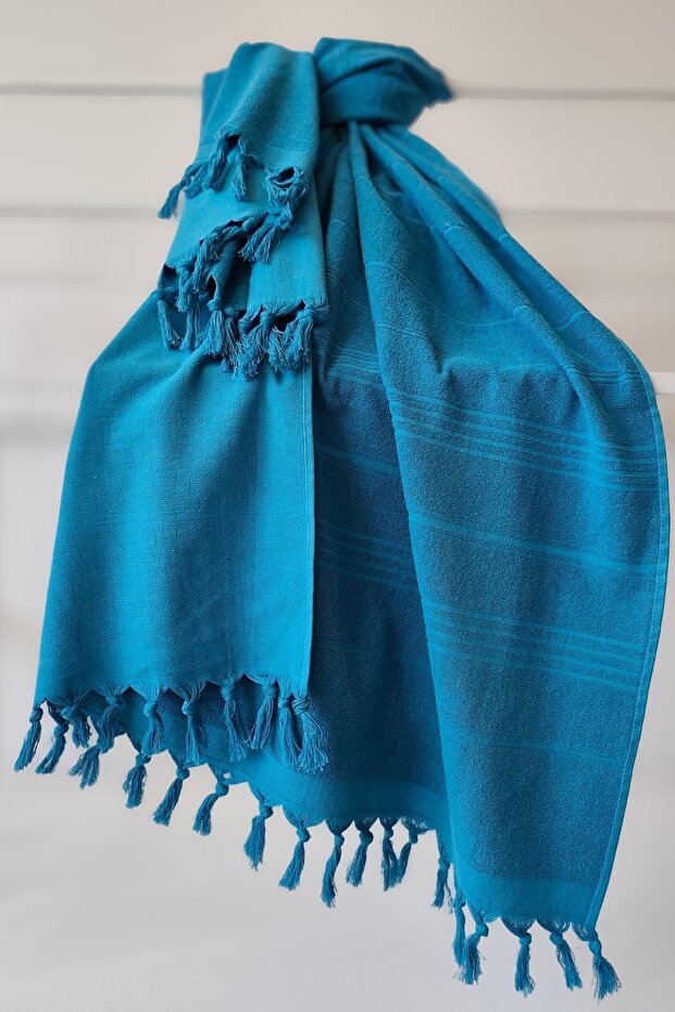 Towel Peshtemal 90X170Cm - Soft and Highly Water Absorbent - 100% Cotton-Cobalt