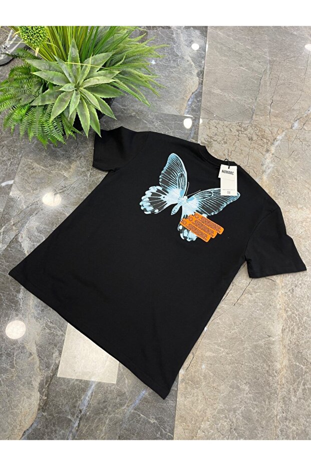 تيشيرت أسود بنمط الفراشة الخلفية - 6