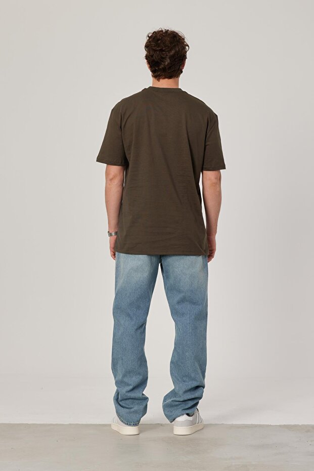 Tricou basic oversize kaki - 4