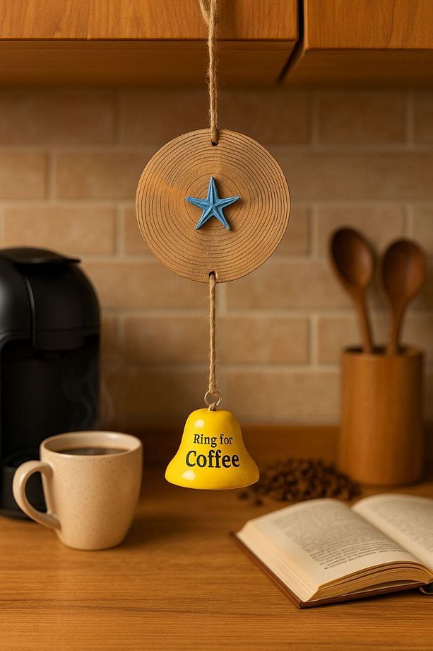 Coffee Lovers Çanı – Büyük Boy Rustik Duvar & Kapı Dekoru - 1