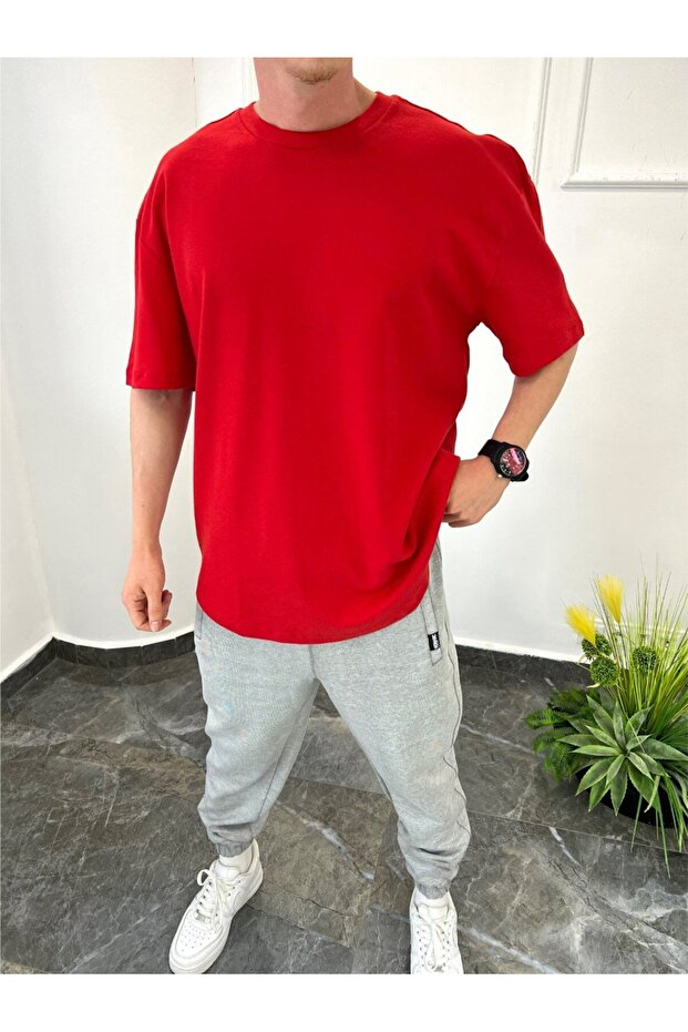 Oval Kesim Basic Kırmızı Tshirt - 2