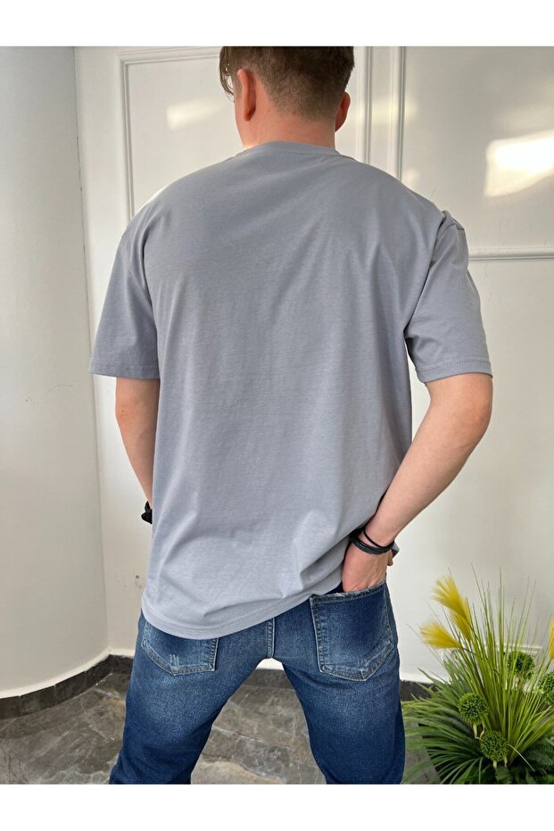 Basic Pamuklu Gri Tshirt - 3