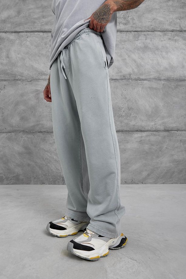 Gri Yıkamalı Basic Baggy Eşofman - 1