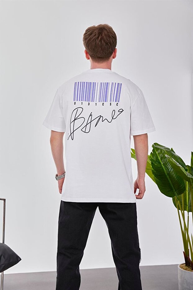 Barkod Baskılı Beyaz Tshirt - 3