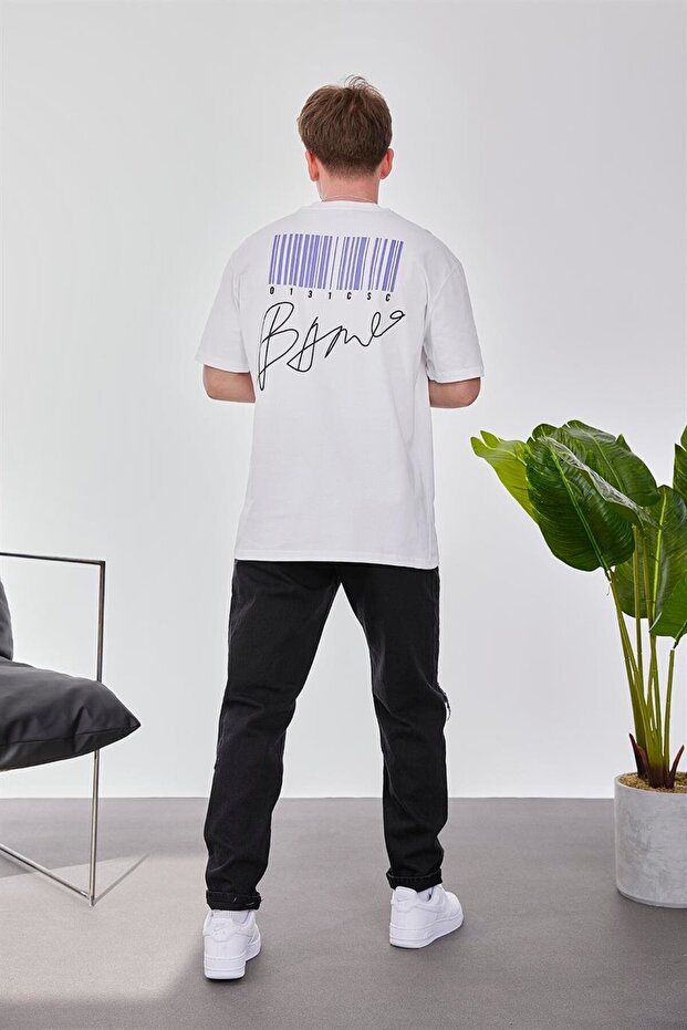 Barkod Baskılı Beyaz Tshirt - 1