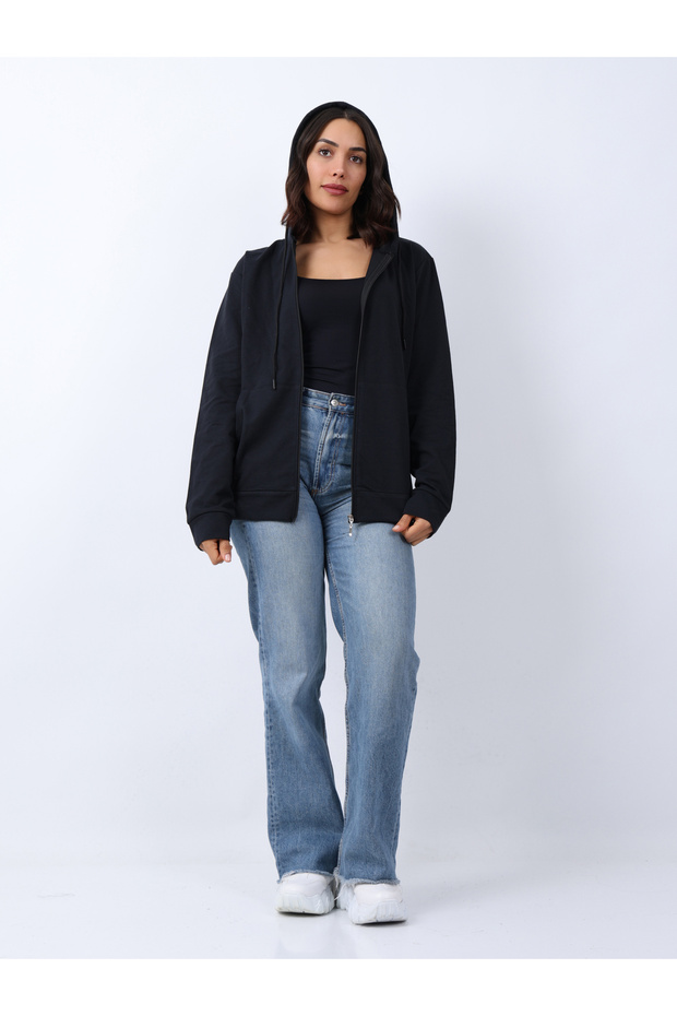 Mikina s klokaními kapsami, kapucí a předním zipem, 2 vlákna, sezónní, pohodlný střih - 2